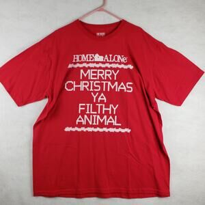 Home Alone Size XXL Merry Christmas Ya Filthy Animal Graphic Tee Shirt Red Funny